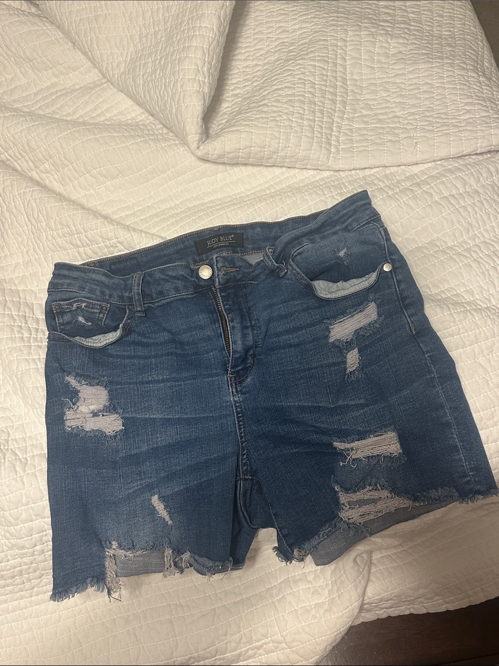 Judy Blue Dark Blue Distressed Denim Shorts